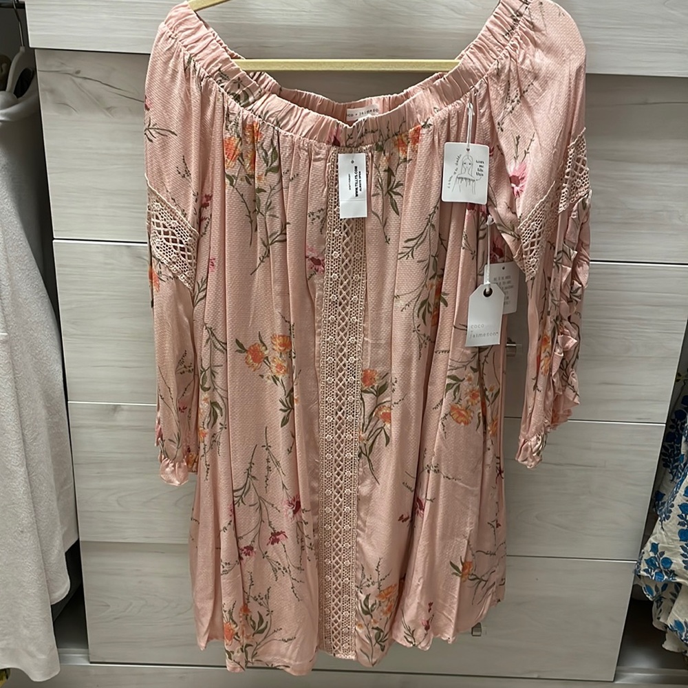 off the shoulder pink dress XL